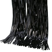 Hemoton 3ft x 8ft Metallic Shiny Tinsel Fringe Curtain Shimmer Foil Door and Window Rain Curtain Streamer Cover for Photo Backdrop Wedding Birthday Party Decor (Black)